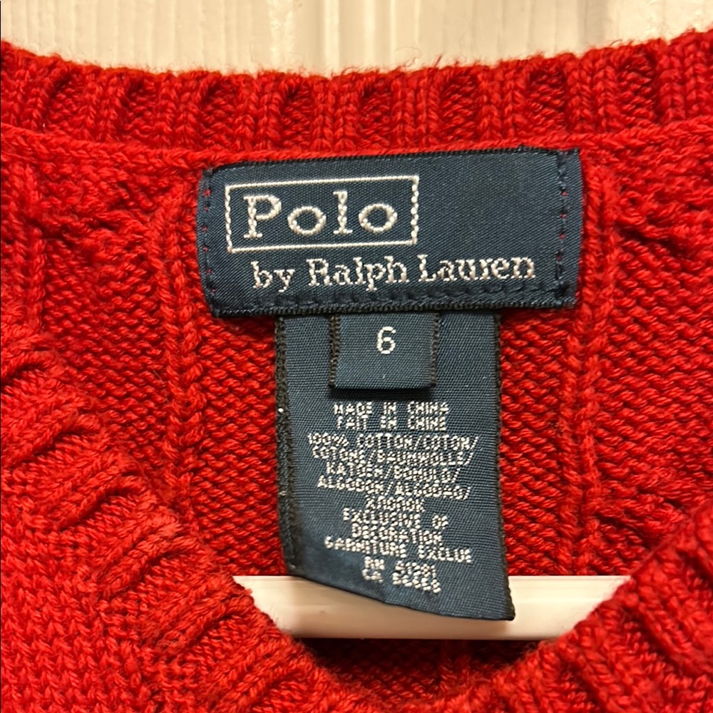 Polo Ralph Lauren Red Cable Knit Vest - Picture 2 of 5